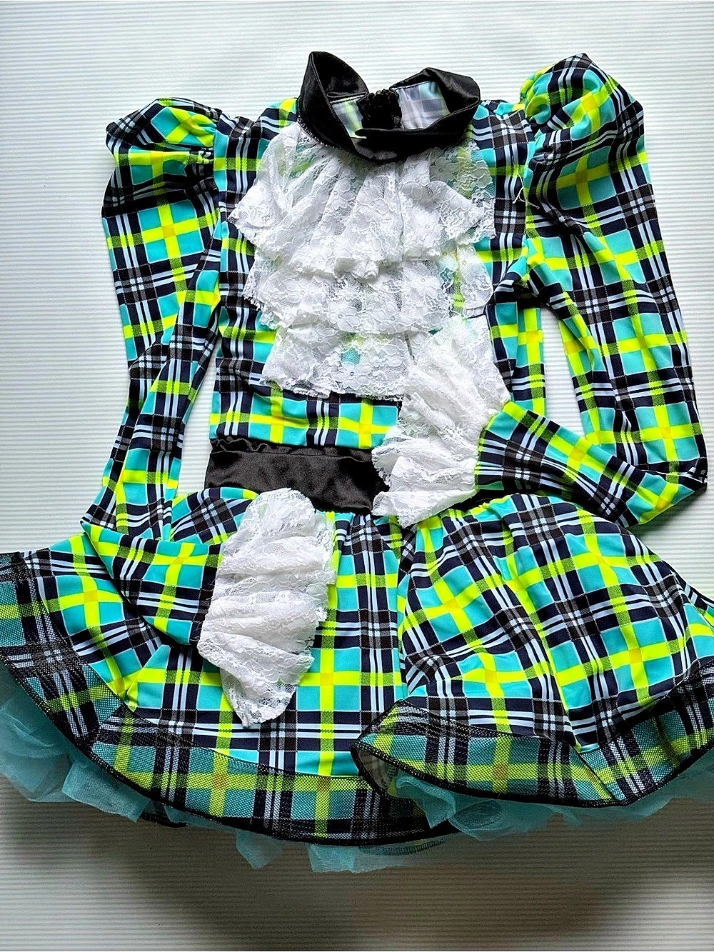 Weissman Plaid Lace Dance Costume Size Large